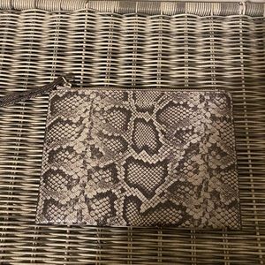 Michael kors large grey snakeskin wristlet new